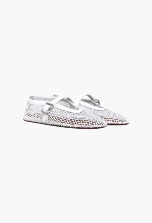 White - Ballet Flats In Fishnet - GLAM MODA